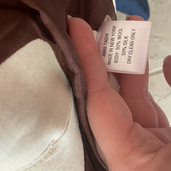 NWT Amir Taghi Silk Wool Bow Tie Blazer Vest Size 2 White Brown - Picture 11 of 14